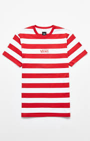 Black And Red Striped T Shirt Mens Vans Red Classic Stripe Vee T Shirt Pacexclusive Pacsunmens Vans Shirt Men Classic Stripe Vans Shirt