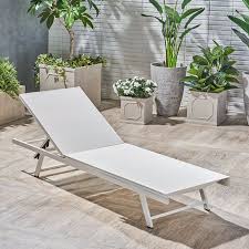Tristian Outdoor Aluminum And Mesh Chaise Lounge White White Walmart Com In 2020 Outdoor Chaise Outdoor Chaise Lounge Chaise Lounge
