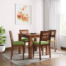Lamps and accessories will generally have more surface space on a rectangular table. Furinno Sheesham Wood 4 Seater Dining Table For Living Room Home Hall Hotel Dinner Restaurant Wooden Dining Table Dining Room Set Dining Table With 4 Chairs Furniture For Home Amazon In Furniture