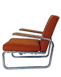 Vintage 1920 S German Bauhaus Design Era Upholstered Bent Metal Armchair Sedie
