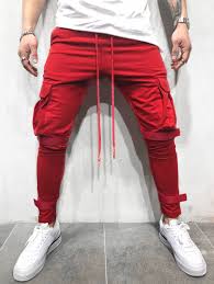 Black And Red Joggers Mens Magic Tape Design Cargo Sweatpants Red 3l91292918 Size M Sports Pants Fashion Mens Outfits Mens Pants Casual