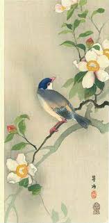 Bluebird On Camellia By Kako Tsuji Arte Giapponese Schizzi Pittura