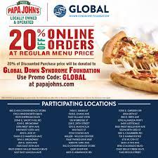 Support Global With Papa John S Pizza Global Down Syndrome Foundation