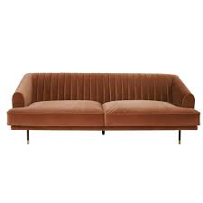 Vintage 3 Seater Burnt Orange Velvet Sofa Costello Orange Leather Sofas Vintage Sofa Retro Sofa