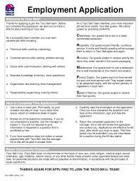 Free Printable Taco Bell Job Application Form