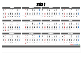 Free printable monthly calendar 2021. 2021 Free Yearly Calendar Template Word Calendraex Com