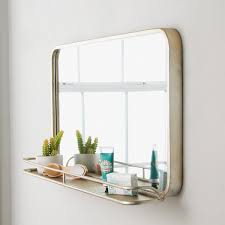 Kate and laurel basking horizontal wood wall mirror with shelf, warm caramel brown, 18 x 36. Metal Mirror With Shelf Large In 2021 Mirror With Shelf Metal Mirror Bathroom Mirror With Shelf