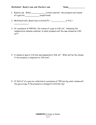 Charles' law worksheet answer key. Boyle S Law And Charles Law Worksheet