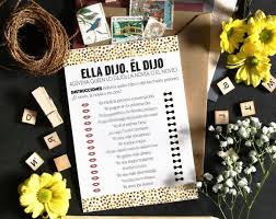 Este increíble juego pondrá a prueba tu habilidad para gesticular con un abrebocas puesto. She Said He Said In Spanish Bridal Shower Games In Spanish Shower Games Spanish Wedding Shower Spanish Printables Games Shower Prints Bridal Shower Games Bridal Shower Wedding Shower