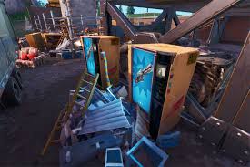How do vending machines work in 'fortnite?' in fortnite, vending machines spawn at random locations on the map and there are five levels of rarity. Fortnite Fountain Not Mega Mall Junkyard Crane And Vending Machine Locations Spray Pray Pro Game Guides