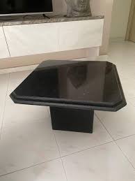 The base has an interlocking design of three wide haripin legs, and is finished in your choice of gold or black for a look that contrasts with the marble's tone. Black Granite Coffee Table Furniture Home Living Furniture Tables Sets On Carousell