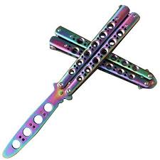 Yorking Rainbow Practice Balisong Metal Butterfly Steel Trainer Dull Knife With Sheath Training Knife 3 You Can Find Out Mo Butterfly Knife Dull Knives Knife