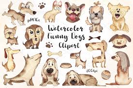 Watercolor Funny Dogs Clipart Puppies Clipart Nursery Decor Instant Download Png Watercolor Cute Dogs For Personal And Puppy Clipart Clip Art Funny Dogs