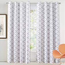 Check out our geometric pattern curtains selection for the very best in unique or custom, handmade pieces from our curtains & window treatments shops. Driftaway Raymond Geometric Triangle Trellis Pattern Lined Thermal Insulated Blackout Room Darkening Grommet Energy Saving Window Curtains 2 Layer Set Of Two Panels Each 52 X84 Soft White And Gray Walmart Com Walmart Com