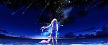 Anime 2560x1080 Anime Anime Girls Blonde Long Hair Hair Ornament Water Sky Stars Night Ultra Wide Anime Landschaft Anime Tapete Hd Anime Wallpapers