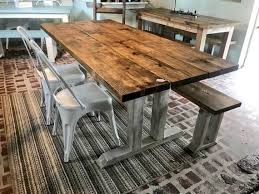 Bring This 6ft Rustic Farmhouse Table With Long Bench And Metal Chairs Into Your Home T Rustic Farmhouse Table Farmhouse Table With Bench Farmhouse Table Legs