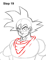 Draw hair's outline & lips. How To Draw Goku Full Body With Step By Step Pictures