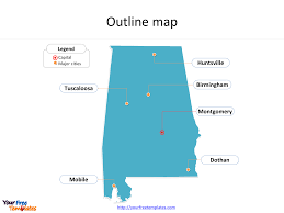 Blank map of alabama showing the boundary and shape of the state. Alabama Maps Powerpoint Templates Free Powerpoint Templates