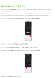Hard Reset LG KF310