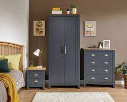 Gfw Lancaster 3 Piece Bedroom Furniture Wardrobe Chest Bedside Set Blue Grey For Sale Online Ebay