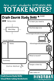 Teach Your Student Three Different Methods To Take More Effective Notes Using The Crashcourse Study Skills Video Study Skills Study Skills Worksheets Teaching