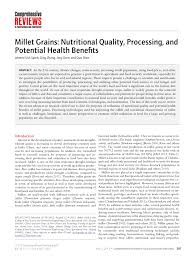 Pdf Millet Grains Nutritional Quality Processing And