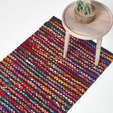 (218) 4.9 / 5 sterne. Handgewebter Recycelter Chindi Teppichlaufer Folk Aus 100 Wolle Mit Bunten Streifen 66 X 200 Cm
