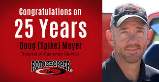 Congratulations to Rotochopper's Director of Customer Service, Doug (Spike)  Meyer, who just celebrated 25 years here at Rotochopper!🎉 As many of you  that have worked with Spike know, his dedication and drive