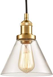 Kitchen island lighting & light fixtures. Antique Brass Glass Pendant Lights Mini Kitchen Island Lighting Funnel Shape Amazon Com