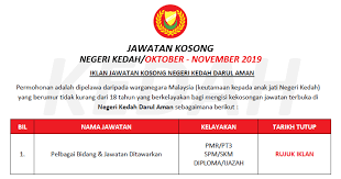 Jawatan kosong kerajaan dan swasta di malaysia. Jawatan Kosong Terkini Negeri Kedah Darul Aman Ejawatankini Com