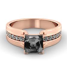 Black zirconium and rose gold wood ring lined with whiskey barrel white oak. 1 2 Carat 14k Rose Gold Black Diamond Bridget Engagement Ring Diamonds Mine