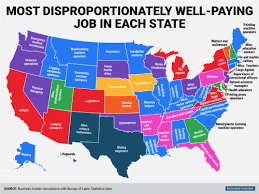 Most Disproportionately Well Paying Job In Each Us State Paying Jobs High Paying Jobs Map