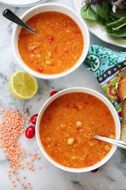 Mediterranean Style Red Lentil And Chickpea Soup Recipe Recipes Mediterranean Diet Recipes Food