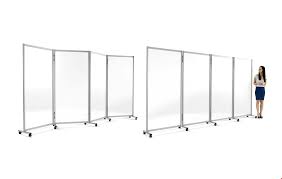 5.6 ft tall 4 panel folding privacy room divider. Mobile Room Dividers Portable Partitions Safety Screen On Wheels