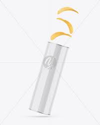 Download Glossy Snack Tube W Chips Mockup In Tube Mockups On Yellow Images Object Mockups PSD Mockup Templates