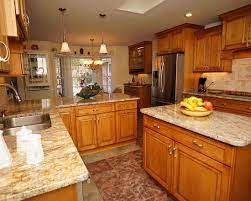Light wood cabinets with subway tile google search terrible. Oak Kitchen Cabinets With White Granite Countertops Instaimage