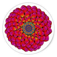 Dahlia Flower Endless Eye Abstract Classic Round Sticker Craft Supplies Diy Custom Design Supply Special Flower Power Art Flower Crafts Dahlia Flower
