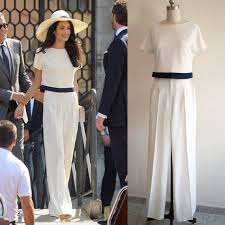 Wie dieser tag genau ablaufen soll, entscheidet jedes paar individuell. Amal Clooney Creme Hose Anzug Weisse Overall Hochzeit Etsy