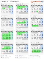 Kalender 2016 Ferien Sachsen Anhalt Feiertage