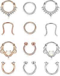 We did not find results for: Amazon Com Finrezio 12pcs 316l Stainless Steel Septum Piercing Nose Rings Hoop Cartilage Tragus Retainer Body Piercing Jewelry 8mm 16g Rose Gold Tone Silver Tone Clothing