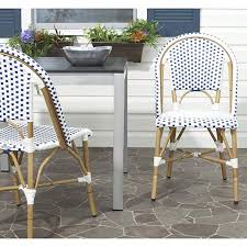 Safavieh Home Collection Salcha Blue And White Indoor Outdoor Stacking Side Chair Set Of 2 Outdoor Dining Chairs Stackable Dining Chairs Side Chairs Dining
