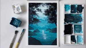 Lay down a few base colors in a thin layer, adding water to the paint to dilute it as you go along, then let the first layer dry completely. Gouache Painting For Beginners In The Woods How To Paint Gouache Landscape For Beginners Youtube