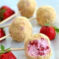 2 into small bowl, beat cream cheese, powdered sugar and vanilla with electric mixer or whisk until well combined. No Bake Strawberry Cheesecake Pops The Cozy Cook