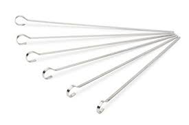 From 10 95 Shish Kabob Skewers Stainless Steel Set Of 6 Flat Wide 37cm Barbecue Bbq Accessories Metal With Ring Tip Handle Cooks Quicker And More Evenly B