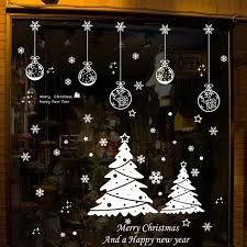 Christmas Wall Sticker White Deer Bells Snowman Festivals Christmas Decorations For Home Sh Christmas Wall Stickers Christmas Window Stickers Christmas Window