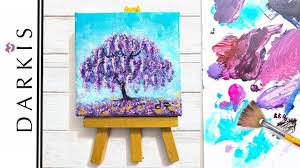 Signature and date painted on the side of the canvas. Wisteria Miniature Painting Ideas Tree Painting Miniature Trees Beginner Painting