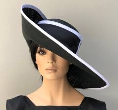 Black And White Hat Kentucky Derby Hat Women S Derby Hat Ladies Formal Wide Brim Hat Women S Black And White Hat Elegant Hat In 2020 Black And White Hats Elegant Hats Derby Hats