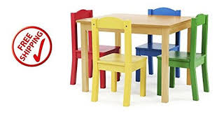 Children Table And Chairs Set Wooden Multicolor For Kids Activities Four Chairs Details Can Be Found By Clicking Kids Table And Chairs Kid Table Chair Set