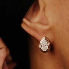 Pear Double Bezel Set Lab Grown Diamond Stud Earrings | Sarah O.