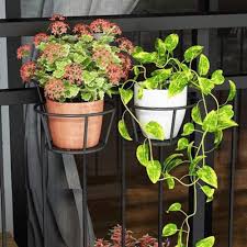 The choice of plants in baskets depends on both the size of the basket and the growing conditions where the basket has to be placed. 4pcs Living Room Indoor Outdoor With Hooks Patio Garden Plant Stand Iron Art Hanging Basket Desktop Modern Bedroom Space Saving